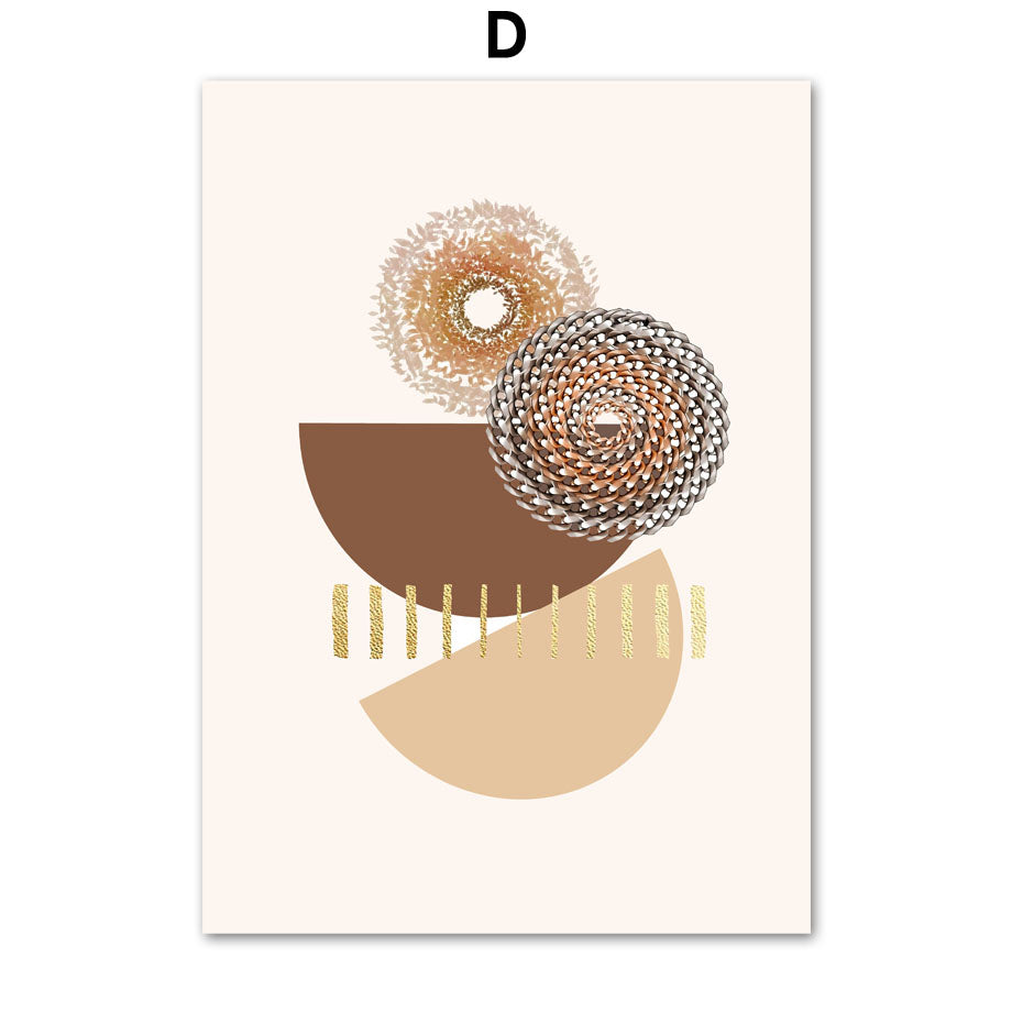 Minimalist Boho Home Decor – Line Leaves Abstract Canvas Wall Art