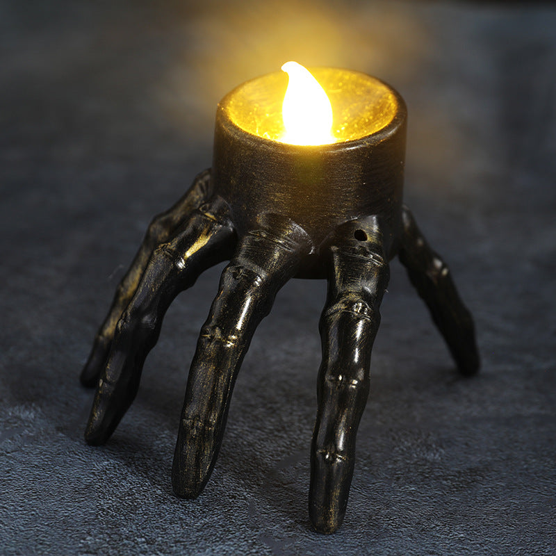 Halloween Candle Lantern Skull Hand Prop – Outdoor Yard Horror Decor Light