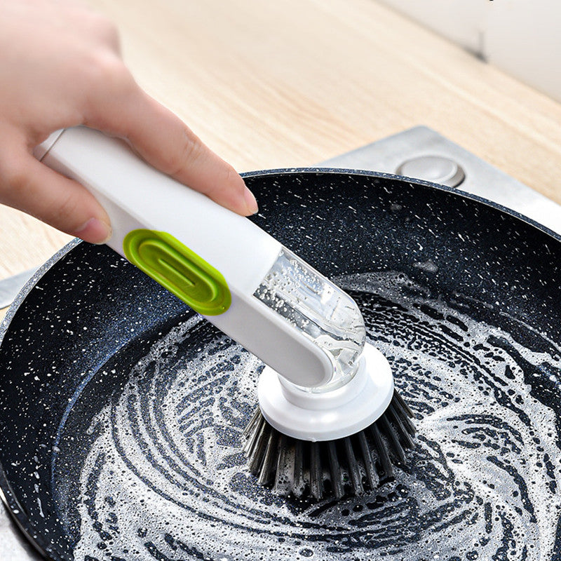 Multi-Functional Cleaning Brush with Soap Dispenser – Long Handle Kitchen Scrubber (Easy Clean Tool)