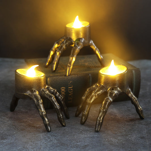 Halloween Candle Lantern Skull Hand Prop – Outdoor Yard Horror Decor Light