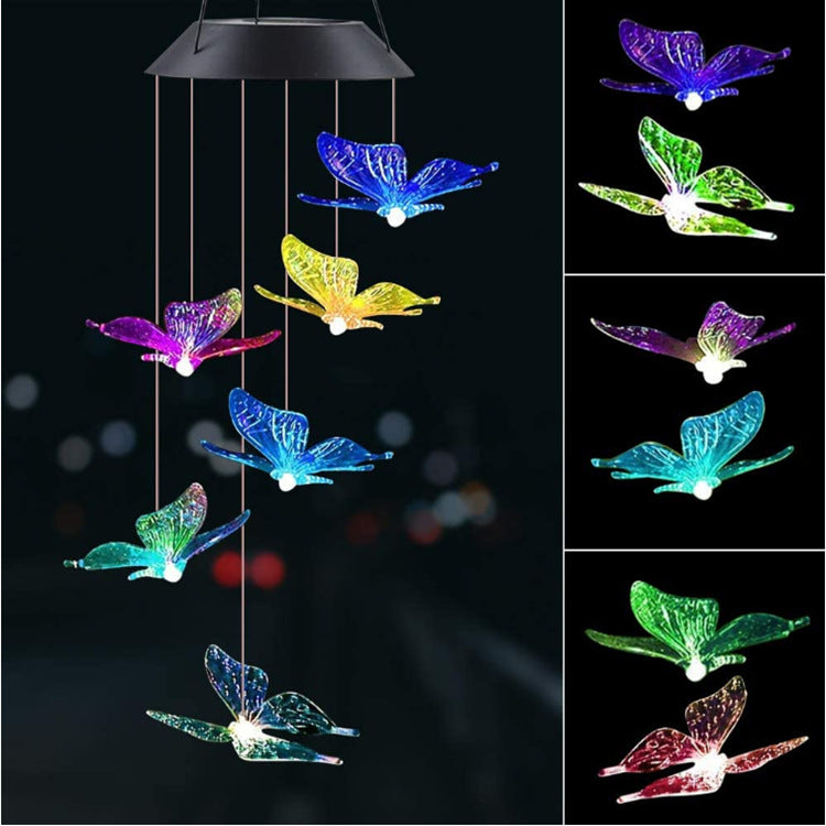 Solar Butterfly Wind Chime Lamp – LED Color Changing Garden Light