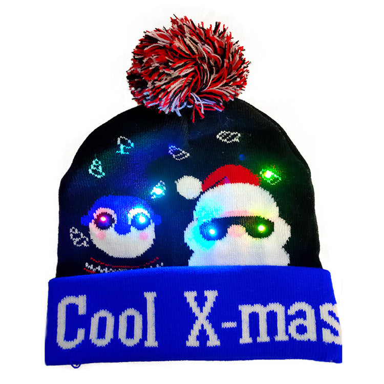 Christmas LED Knitted Hat Beanie – Light Up Festive Winter Cap for Kids Holiday Decor