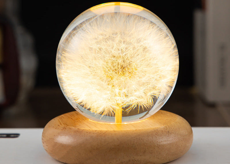 Crystal Ball Flower Night Lamp – LED Ambient Light for Bedroom
