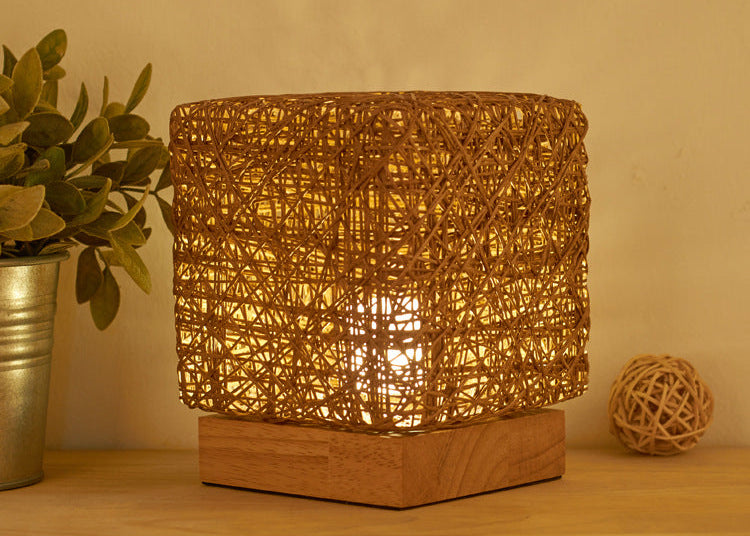 Cozy Rattan LED Lamp – Dimmable USB Night Light | Aesthetic Desk Decor