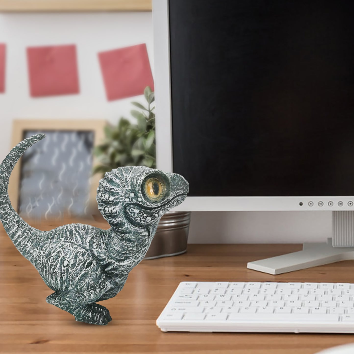 Realistic Cute Dinosaur Figurine – Resin Velociraptor Ornament for  Home Decoration