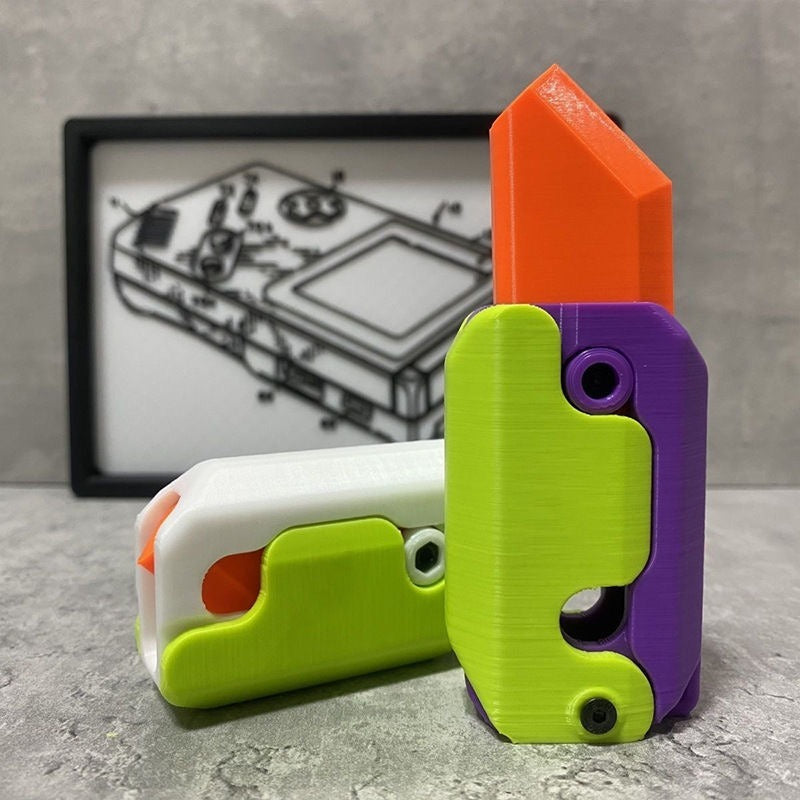 Mini Radish Knife Fidget Toy – 3D Printed Gravity Cube Stress Relief Gift Toy