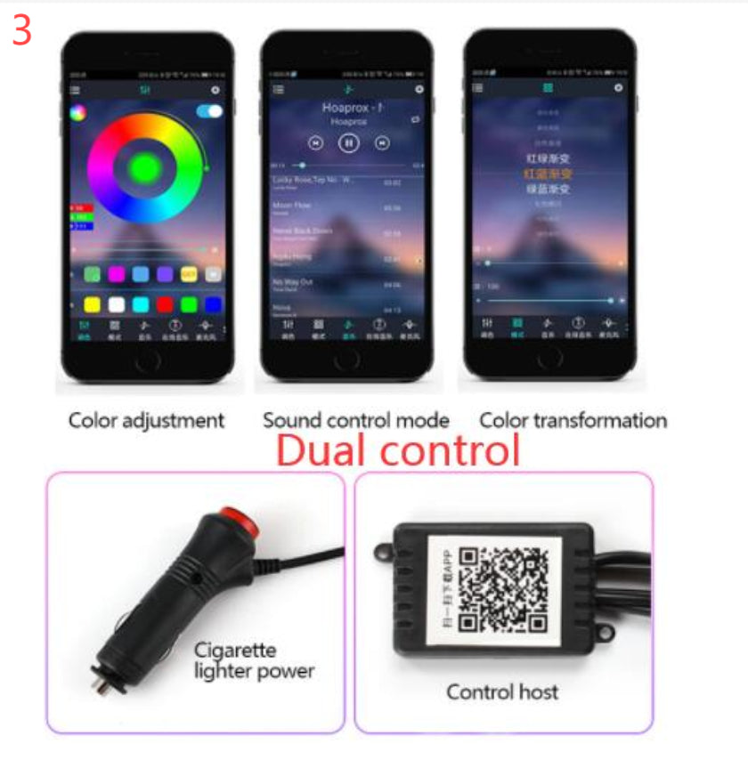 Car Fiber Optic Ambient Light Kit – RGB LED Interior Lights with App & Music Sync Control