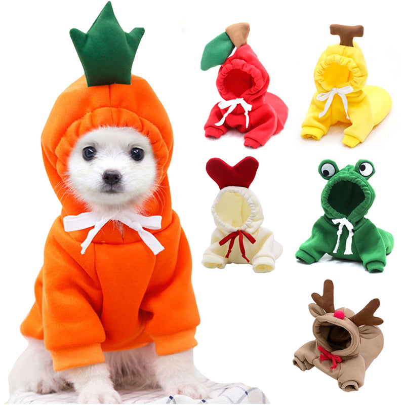 Cozy Dog Hoodie for Small Dogs – Cute Fruit Winter Pet Clothing Outfit