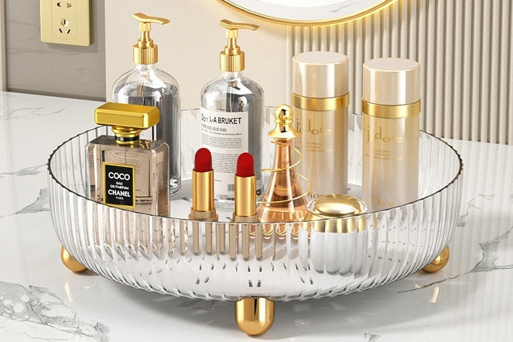 360° Rotating Cosmetic Storage Box – Makeup Organizer for Home & Travel