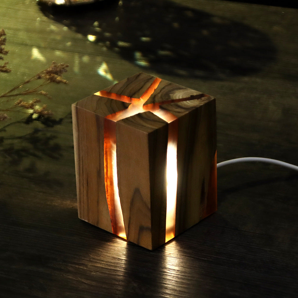 Wooden Bedside LED Lamp – Modern Desk Lamp with USB Charging