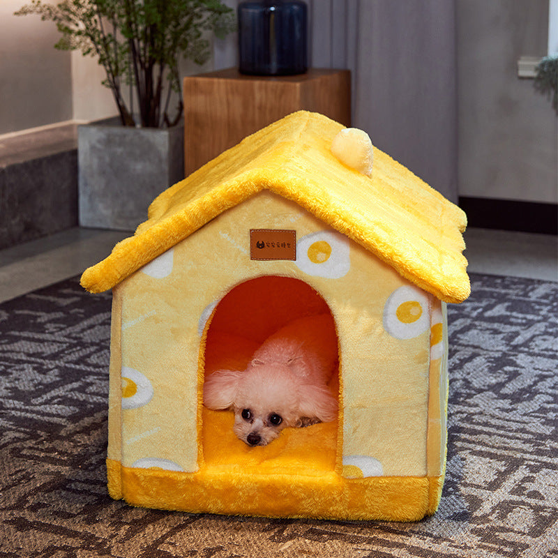 Foldable Dog House Bed – Cozy Winter Pet Bed Sofa
