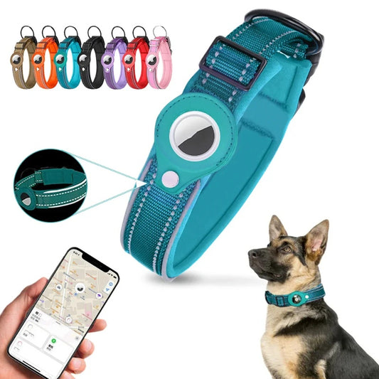 Pet AirTag Holder Collar Leather – Anti-Lost GPS Tracker for Dogs & Cats