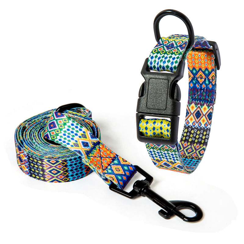 Heavy Duty Dog Collar and Leash Set Pet Walking Control Training Collar Lead