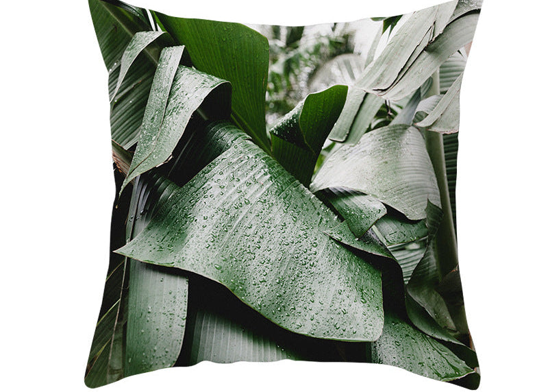 Light Tropical Plants Peach Skin Fleece Pillowcase – Soft Home Decor Cushion Cover