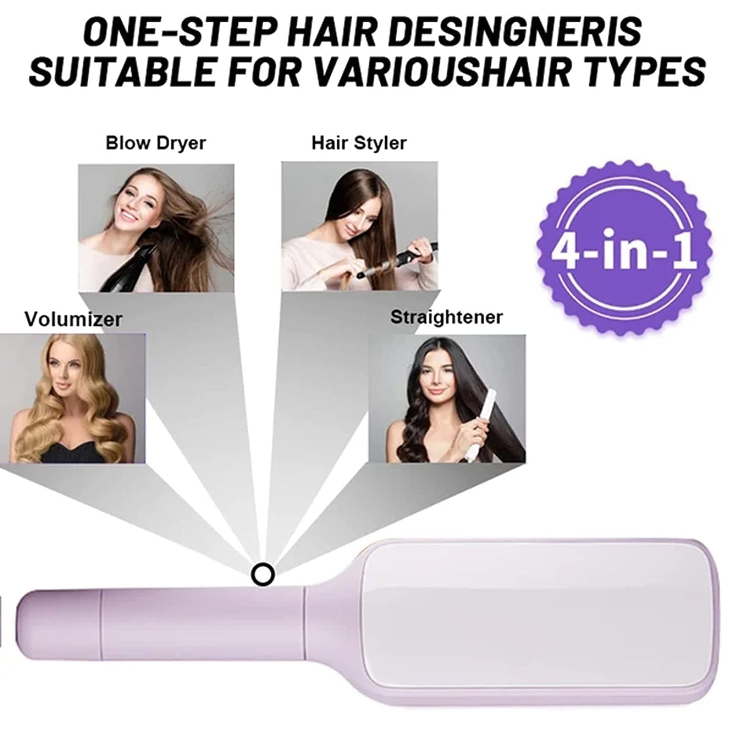 4-in-1 Self Cleaning Hair Brush | Anti-Static Detangling Scalp Massage Comb