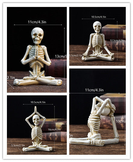 Creepy Skull Skeleton Yoga Resin Figure – Halloween Desktop Horror Decoration