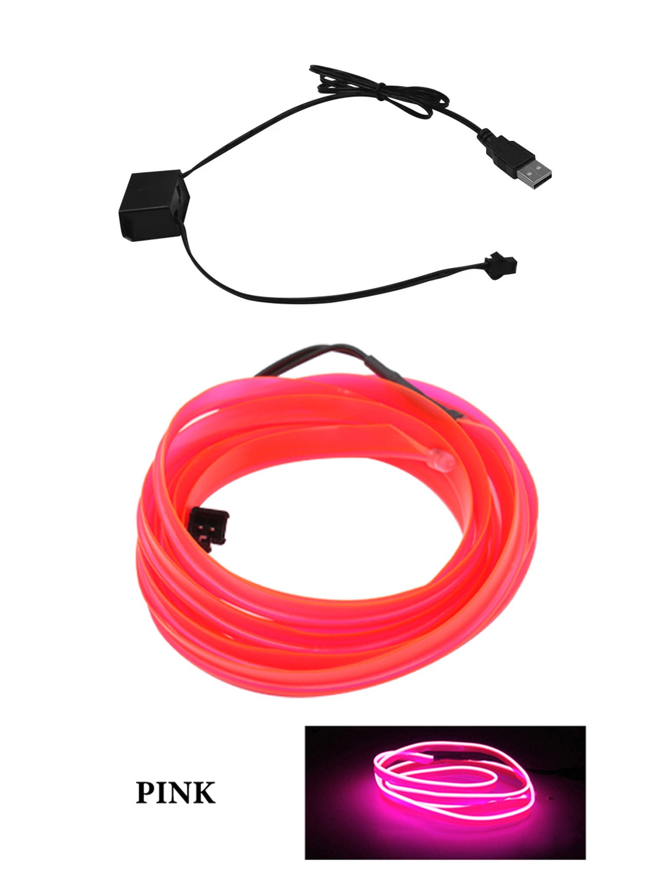 LED Car Interior Ambient Lighting Strip – USB Mood Light Decoration for Dashboard & Doors