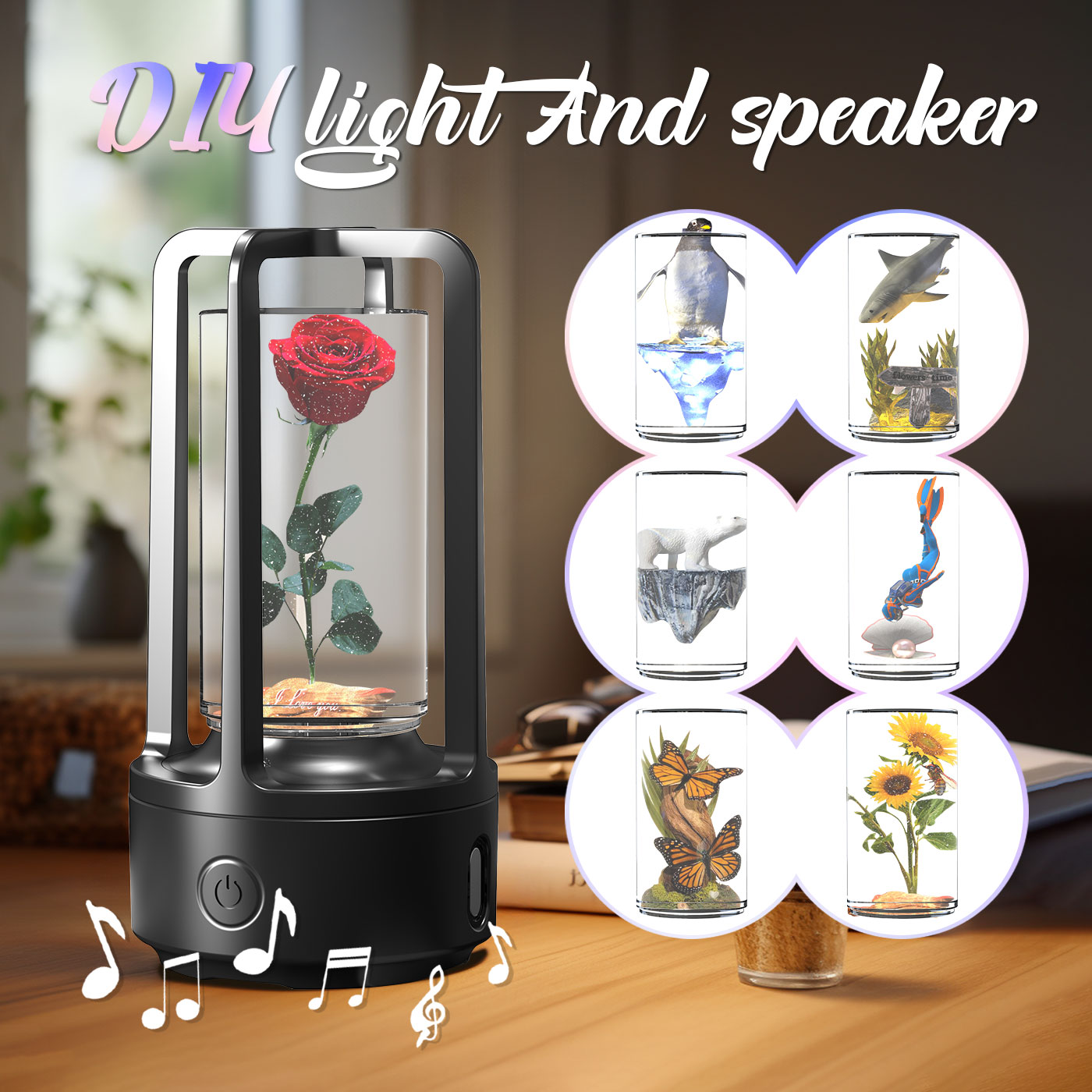 Crystal Audio Night Light Bluetooth Speaker – 2-in-1 Resin Decorative Lamp