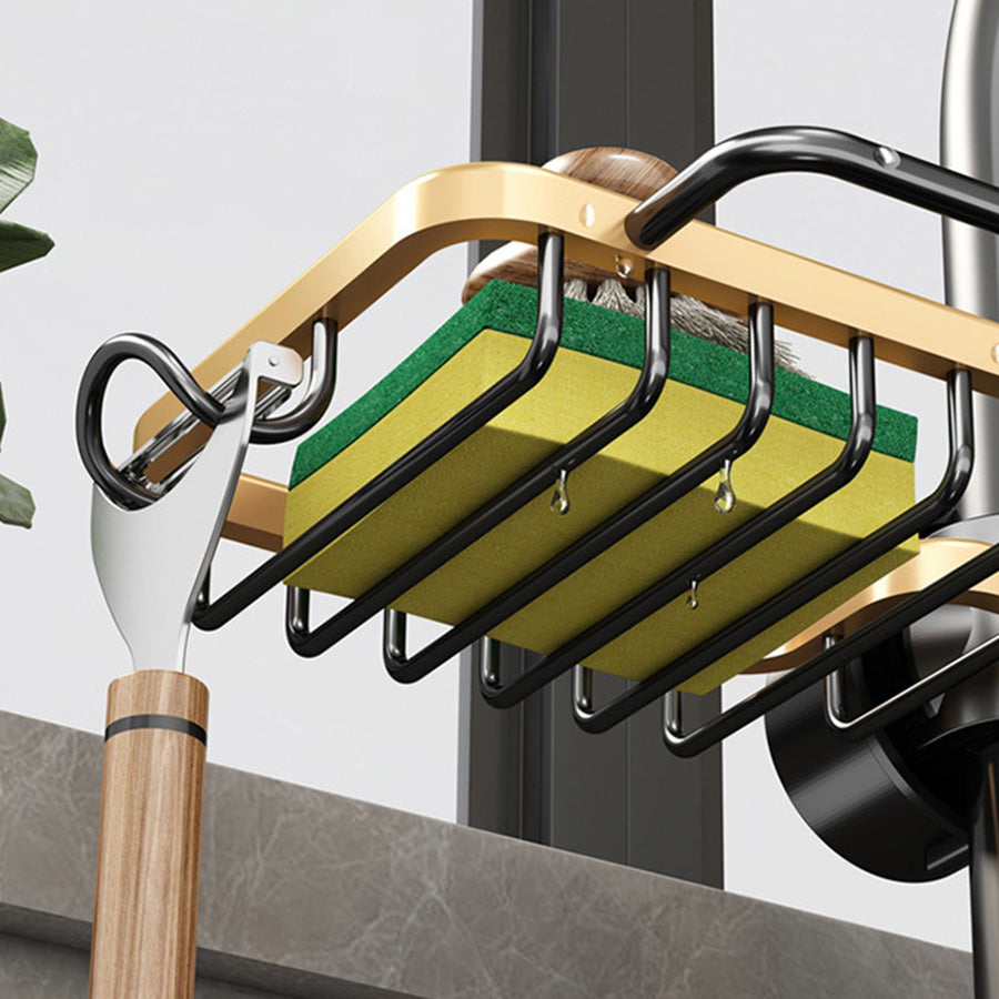 Stainless Steel Kitchen Sink Organizer Rack – Faucet Mounted Drain Basket Storage Solution