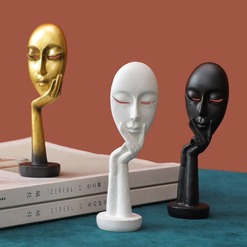 Nordic Abstract Art Sculpture – Thinking Lady Resin Figurine for Living Room Decor