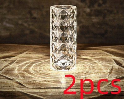 Romantic Rose LED Night Light – Diamond Crystal Projection Lamp for Bedroom & Home Decor
