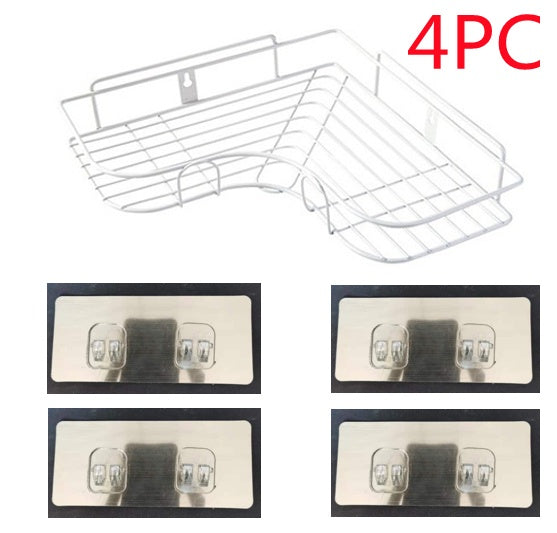 Easy Install Corner Shelf Rack – No-Drill Bathroom & Kitchen Wall Storage Organizer