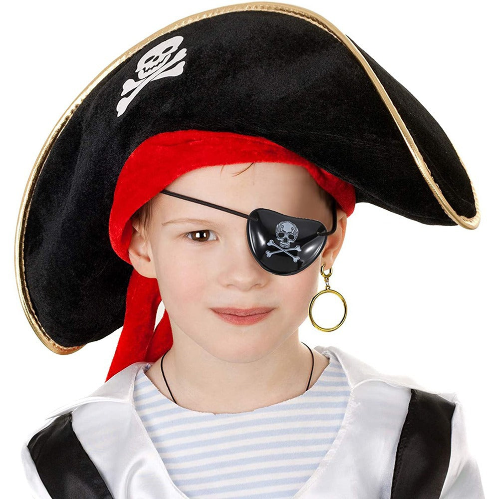 Halloween Pirate Captain Costume Hat – Skull Print Cosplay Cap
