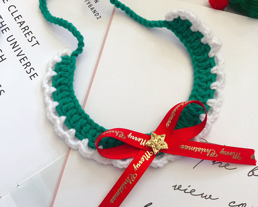 Christmas Pet Collar – Hand Woven Wool Collar for Dogs & Cats