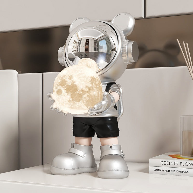 Space Bear Moon Night Light – Cute LED Desk Lamp | Kids Room & Home Decor