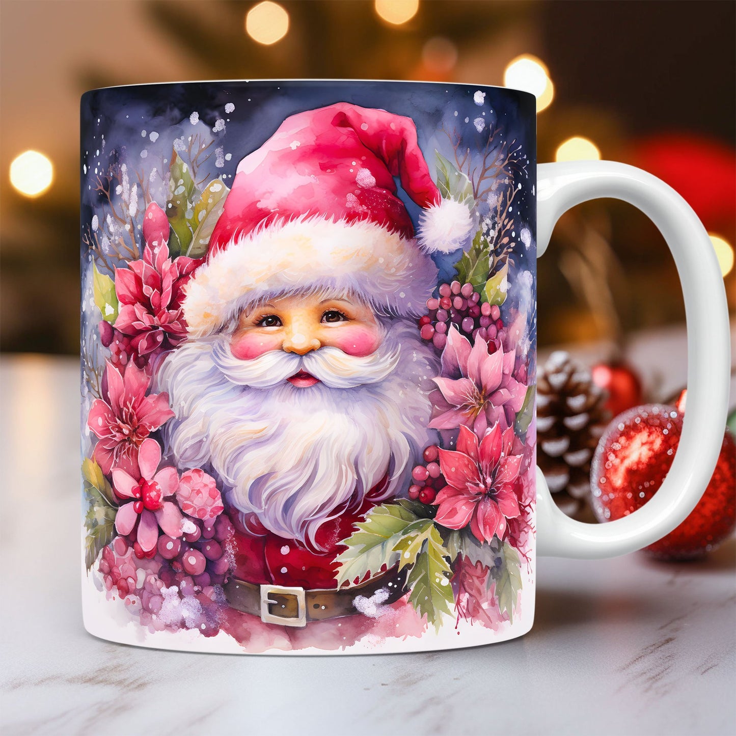 3D Christmas Mug – Fun Santa & Snowman Design