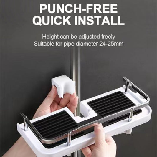 No Drill Bathroom Shower Shelf Organizer – Adjustable Punch-Free Storage Rack Basket