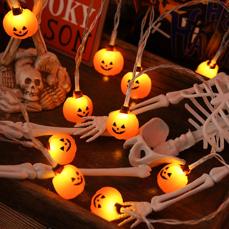 Halloween LED Light Chain – PVC Pumpkin & Ghost Outdoor/Indoor Decor