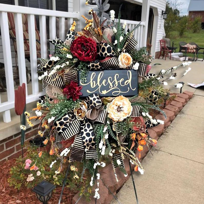Leopard Cheetah Fall Wreath – Rustic Farmhouse Front Door Decor for Autumn & Holiday Season
