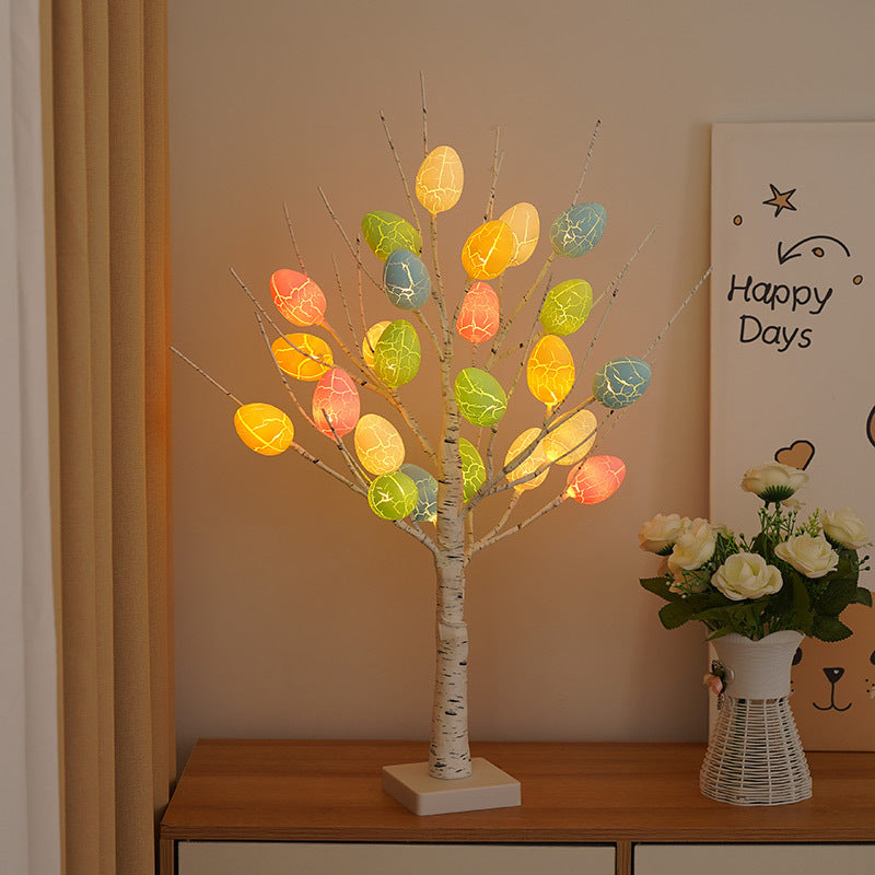 Spring Easter LED Birch Tree Decoration – Colorful Egg Tabletop Ornament & Kids Gift Idea