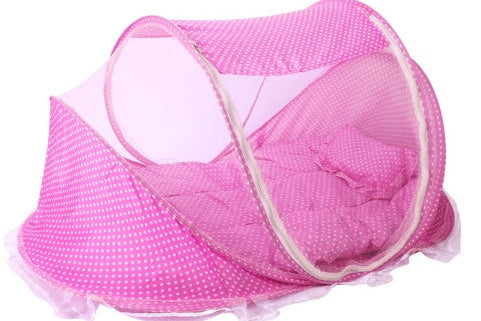 Foldable Infant Baby Bed – Breathable Mosquito Net with Soft Pillow Set