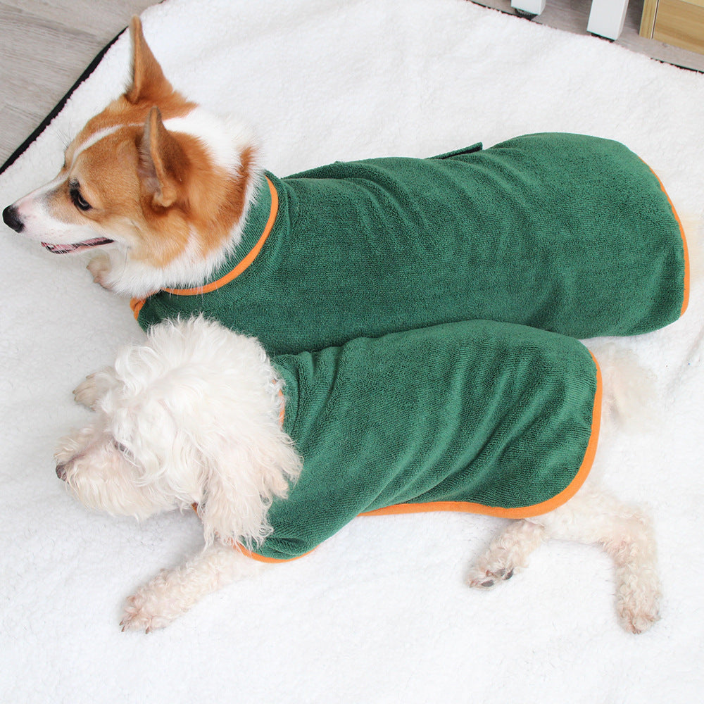 Pet Bath Drying Robe Wrap – Microfiber Absorbent Dog & Cat Towel Coat