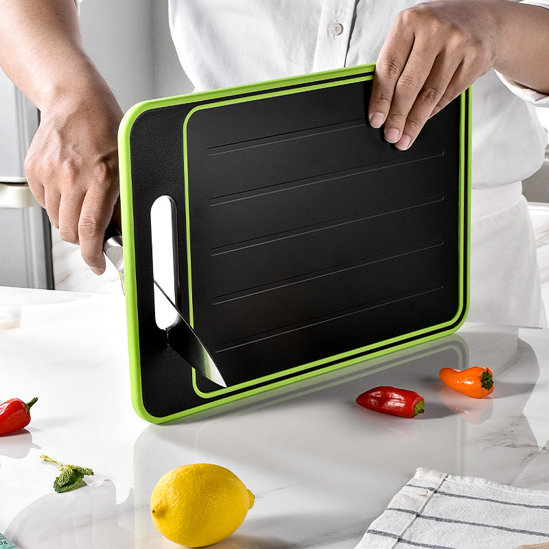 Fast Defrost Cutting Board Double-Sided | Anti-Slip Kitchen Chopping Board with Sharpener