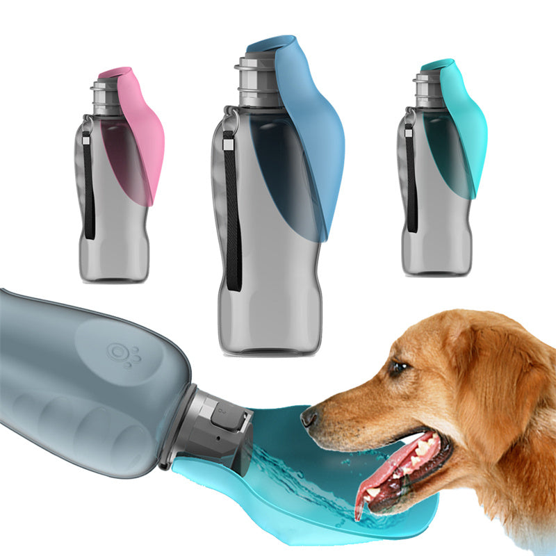 Portable Pet Water Bottle 800ml – Leakproof Dog Travel Bottle with Foldable Drinking Bowl