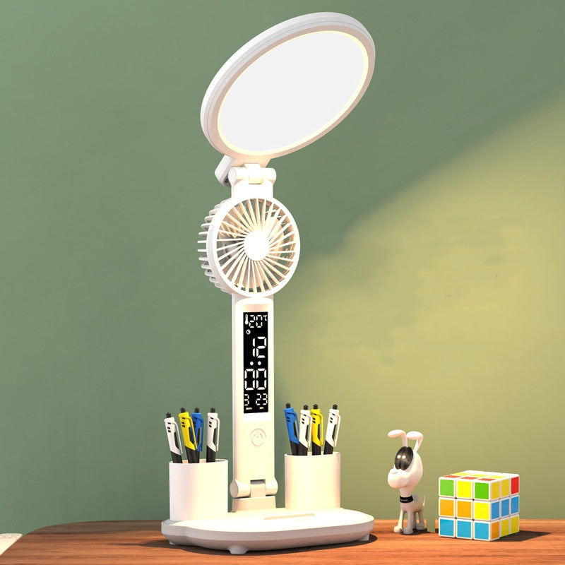 Foldable LED Table Lamp with Clock - USB‑chargeable desk lamp