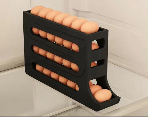 Smart Egg Roller Organizer for Fridge – 4-Layer Automatic Egg Tray | Kitchen Storage Solution
