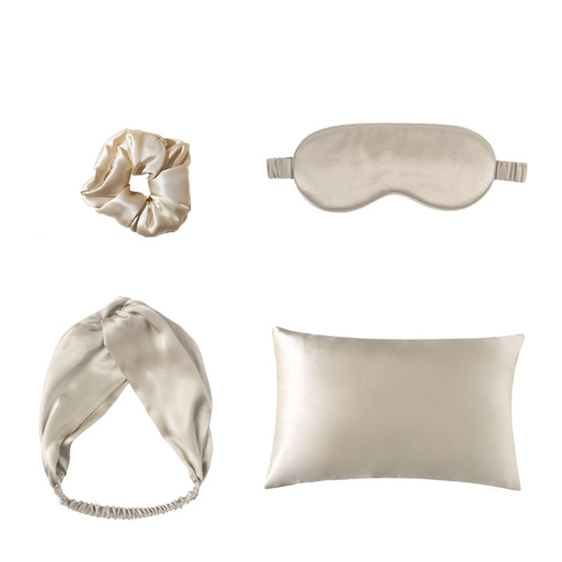 Silk Sleep Set – Eye Mask, Pillowcase & Hair Ties for Beauty Sleep & Hair Care