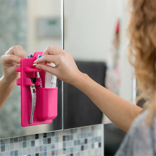 Wall Mounted Toothbrush Holder Organizer – Silicone Suction Bathroom Storage