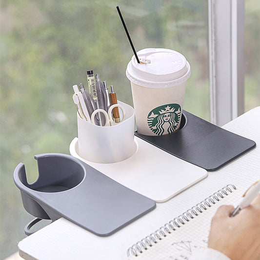 Space Saving Desk Cup Holder Clamp – Spill-Proof Tableside Organizer