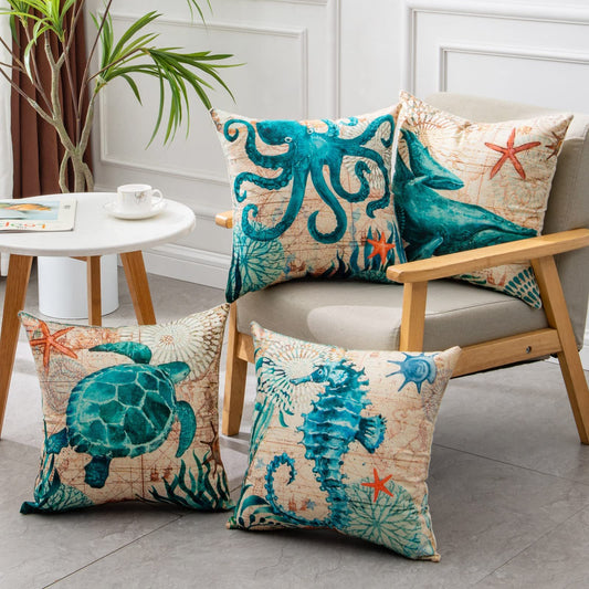 Ocean-Inspired Turtle Pillow Cases for Relaxing Spaces