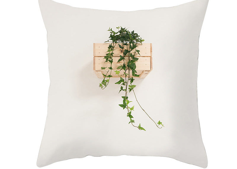 Light Tropical Plants Peach Skin Fleece Pillowcase – Soft Home Decor Cushion Cover
