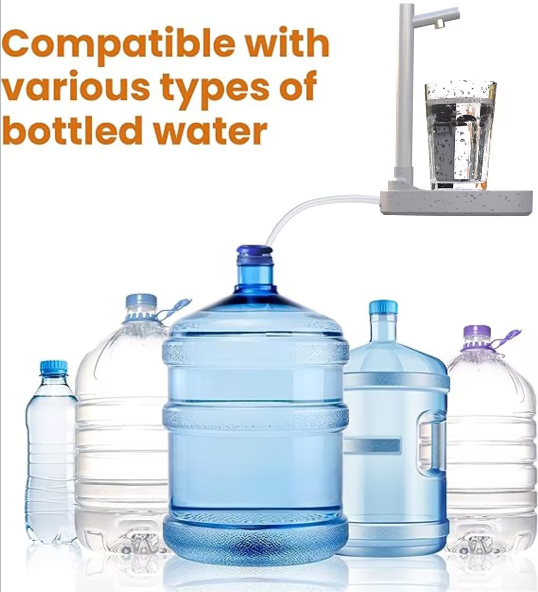 Rechargeable Automatic Water Dispenser with Stand – Desktop Electric Water Bottle Pump