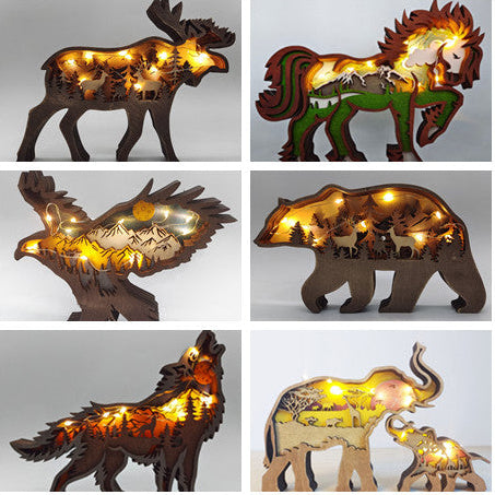 3D Wooden Animal Carving Wall Art – Rustic Cabin Decor, Handmade Christmas Gift Ornament