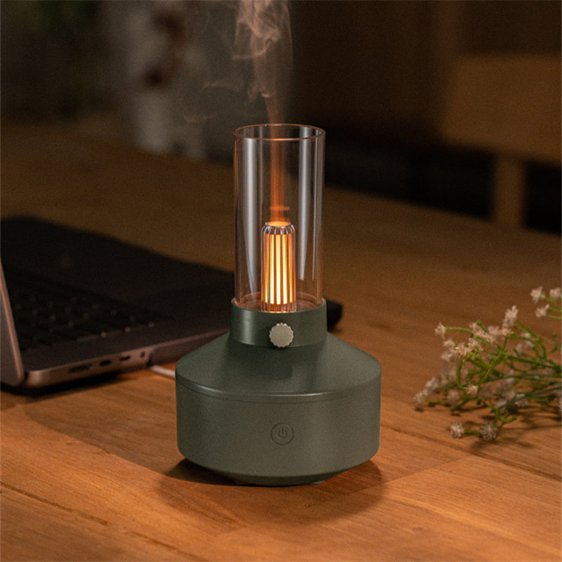 Vintage Flame Style Aroma Diffuser – LED Essential Oil Humidifier Air Purifier Night Light