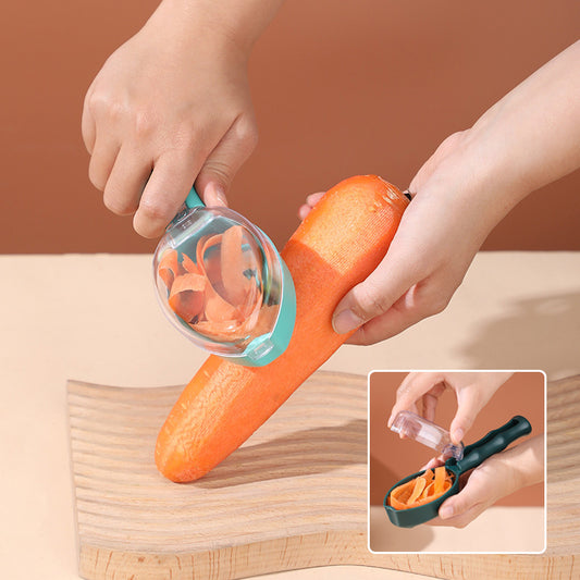 All-in-One Kitchen Peeler – Fruit, Potato & Veggie Peeling Tool with Safety Lid