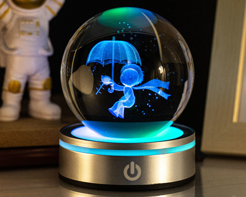 Colorful LED Crystal Ball Night Light – 3D Illusion Table Lamp Home Decor
